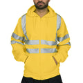 Men's Reflective Strip Hoodie – Long Sleeve Zipper Sweatshirt Men's Hoodie Sweatshirt Babs Yellow XXXL