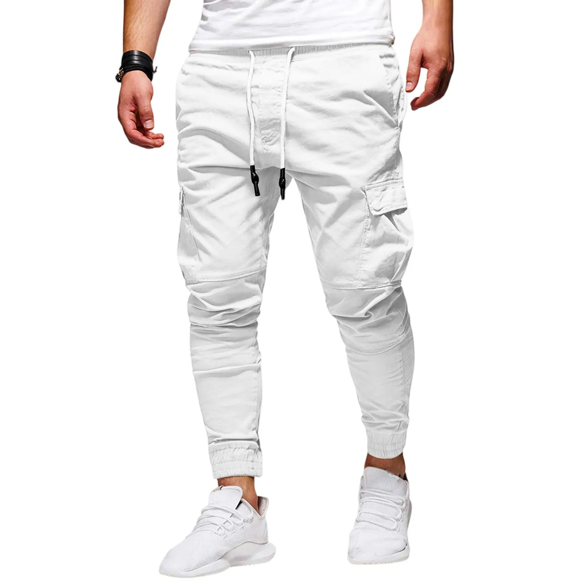 Men's Slim Fit Drawstring Casual Pants – Multi-Pocket Trousers Casual Drawstring Pants Babs