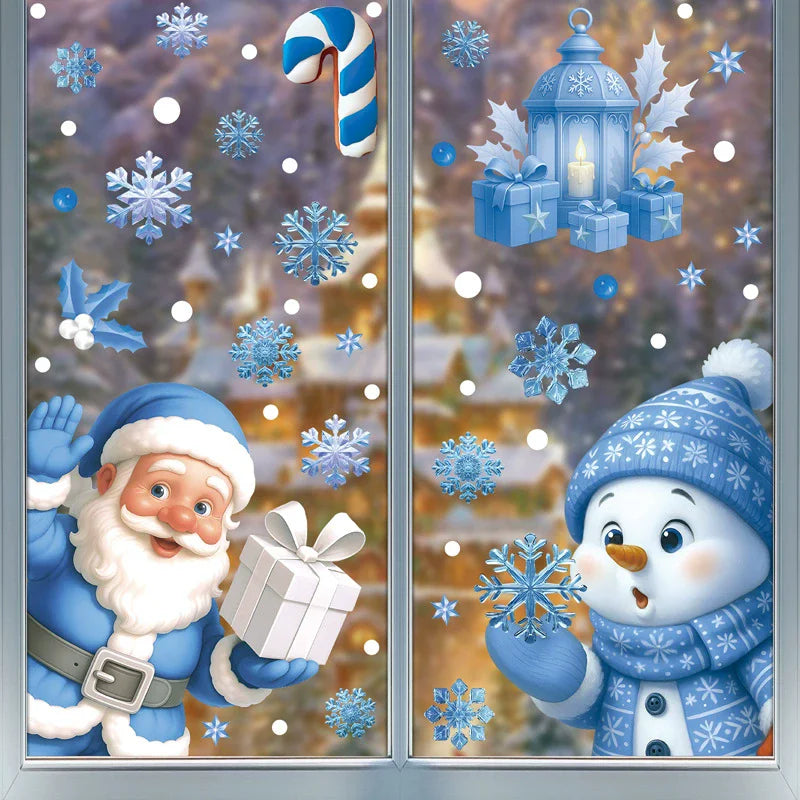 Christmas Window Static Clings – Santa, Snowman & Snowflake Window Static Clings Babs S01