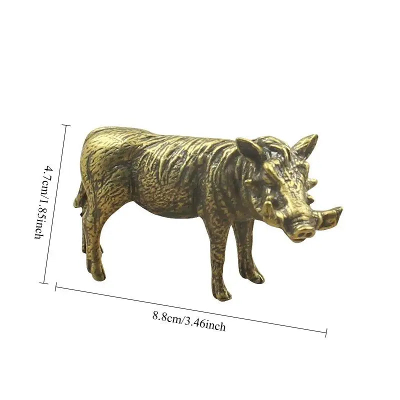 Heavy Brass Wild Boar Statue | Handmade Animal Sculpture Decor Brass Animal Figurine Babs