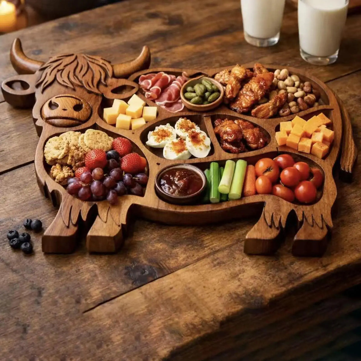 Cow Charcuterie Board – Wooden Food Platter for Parties Charcuterie Serving Board Babs