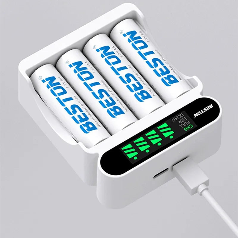 4-Slot AA/AAA Smart NiMH Battery Charger with LCD Display Battery Charger Babs