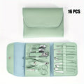 16-Piece Manicure Set – Carbon Steel Nail Tools with Travel Case Manicure Tool Set Babs 16 pieces green
