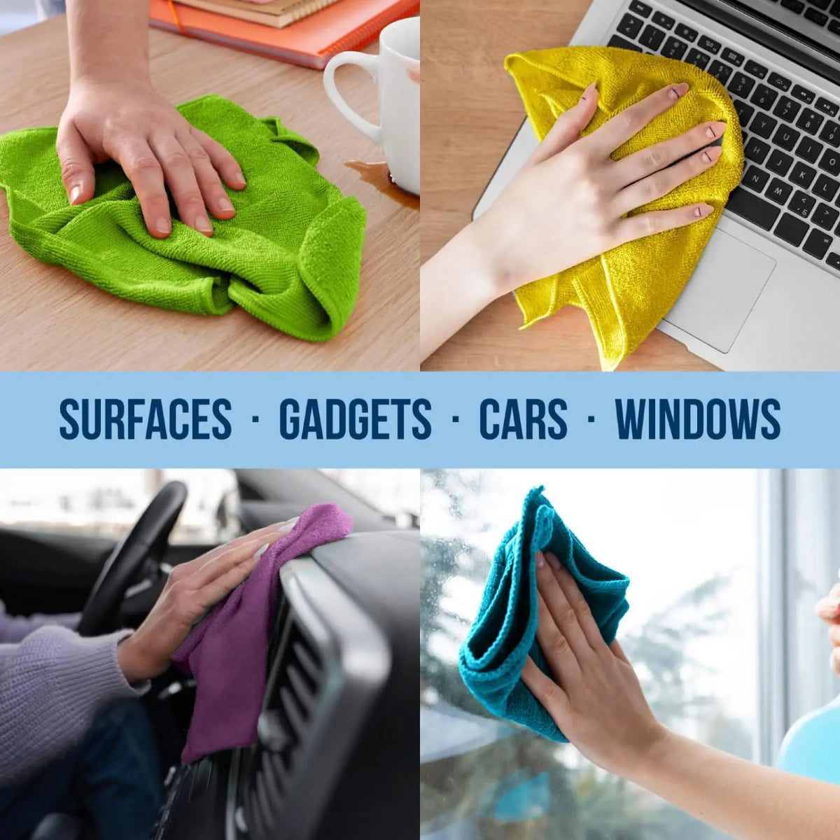 Microfiber Cleaning Cloth Set 1-400Pcs – Quick-Drying, Multi-Color Microfiber Cleaning Cloth Babs