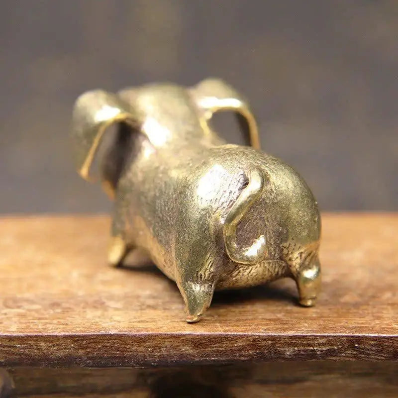 Brass Chinese Zodiac Pig Figurine | Bronze Desktop Ornament Bronze Pig Figurine Babs