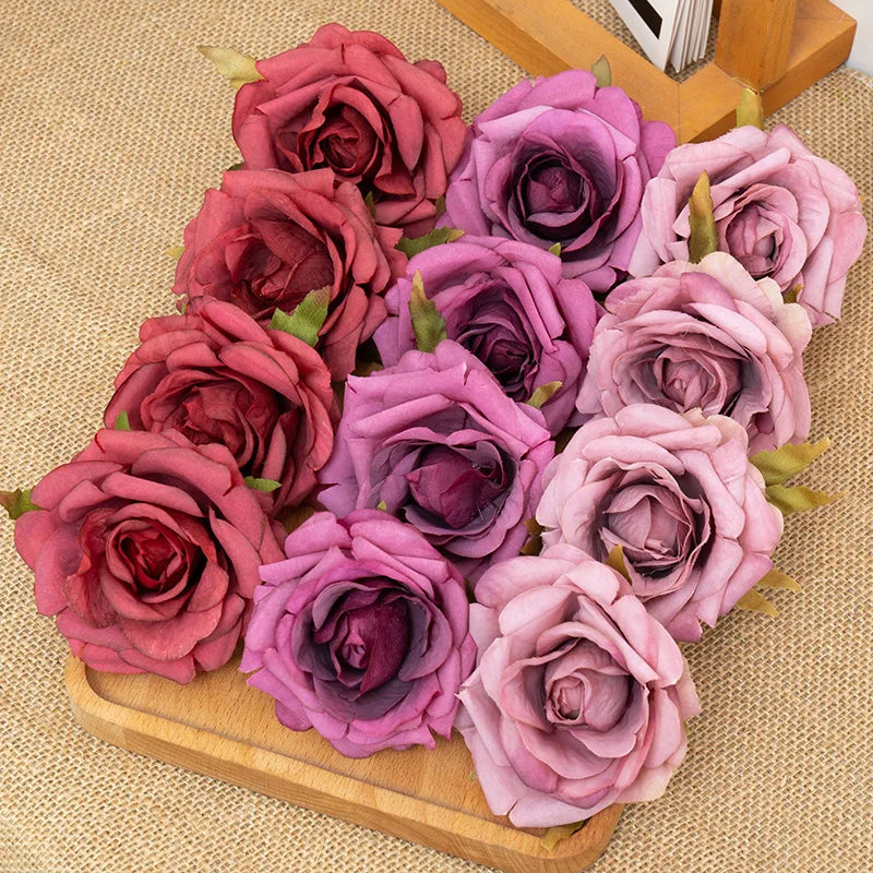 5Pcs Silk Rose Artificial Flower Heads – Wedding & Home Decor Artificial Flower Heads Babs