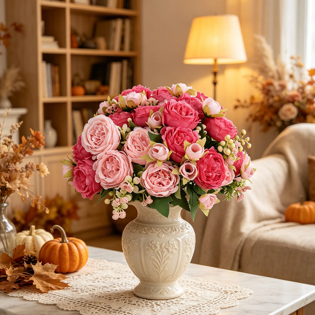 Silk Peony Rose Artificial Flowers – Wedding & Home Décor Artificial Flower Bouquet Babs