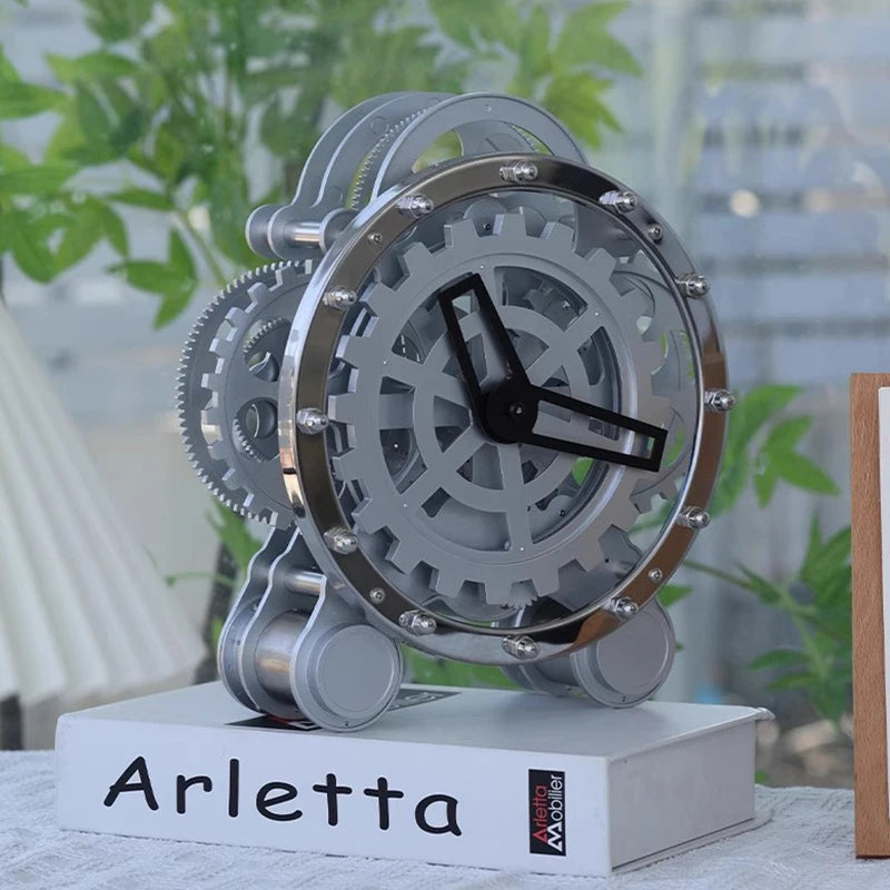 Nordic Rotating Gear Table Clock – 14" Metal Desk Decor Decorative Desk Clock Babs