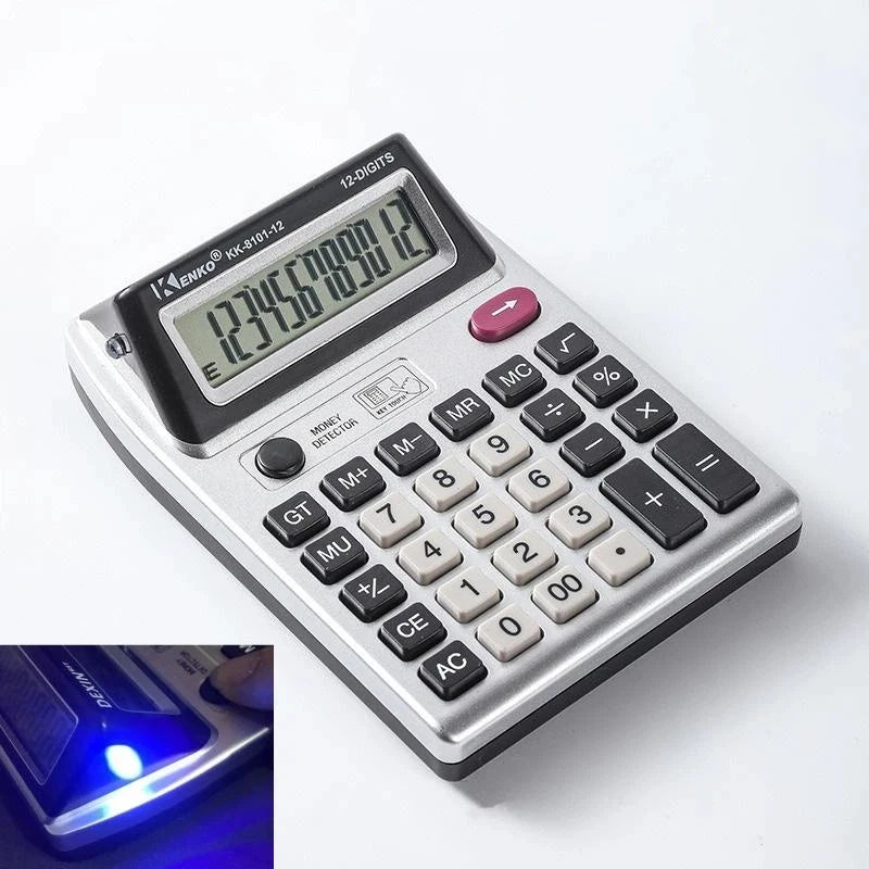 HUXUAN 12-Digit Dual Display Calculator with Money Detector Desktop Calculator Babs