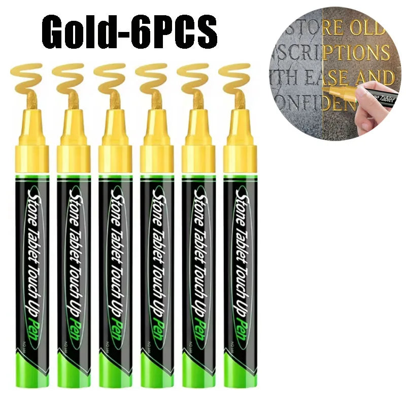 Tombstone Repair Pen – Stone, Metal & Rubber Touch-Up Tool Surface Repair Pen Babs Gold-6PCS