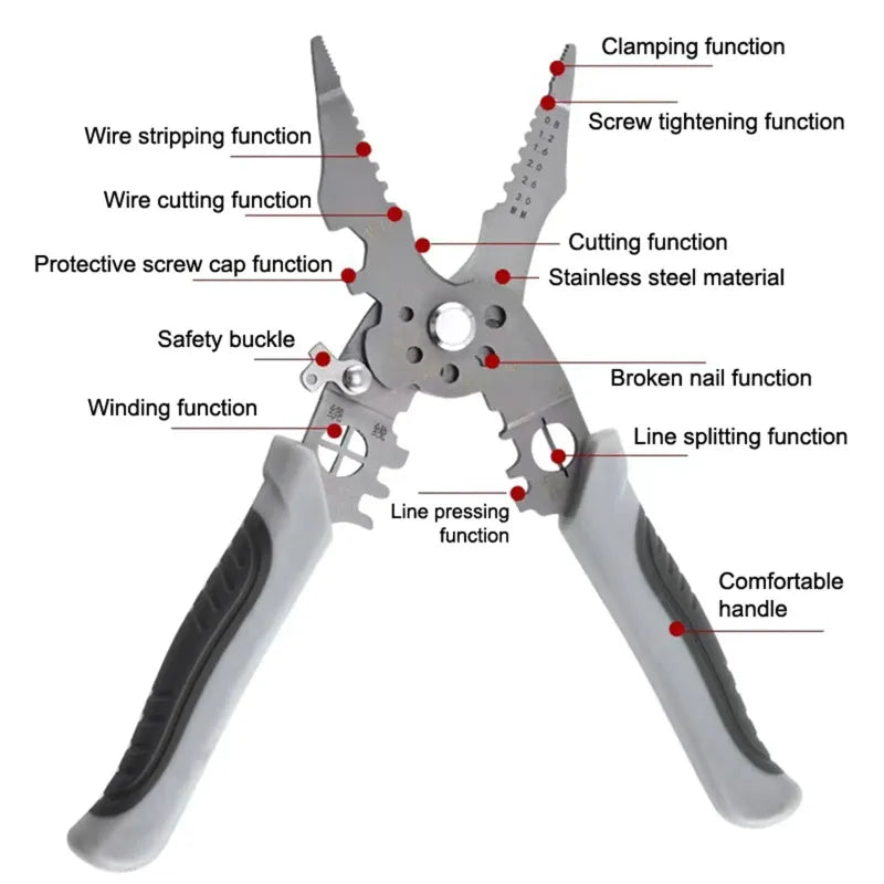 10-in-1 Wire Stripper Pliers – Heavy Duty Crimping & Cutting Wire Stripper Pliers Babs