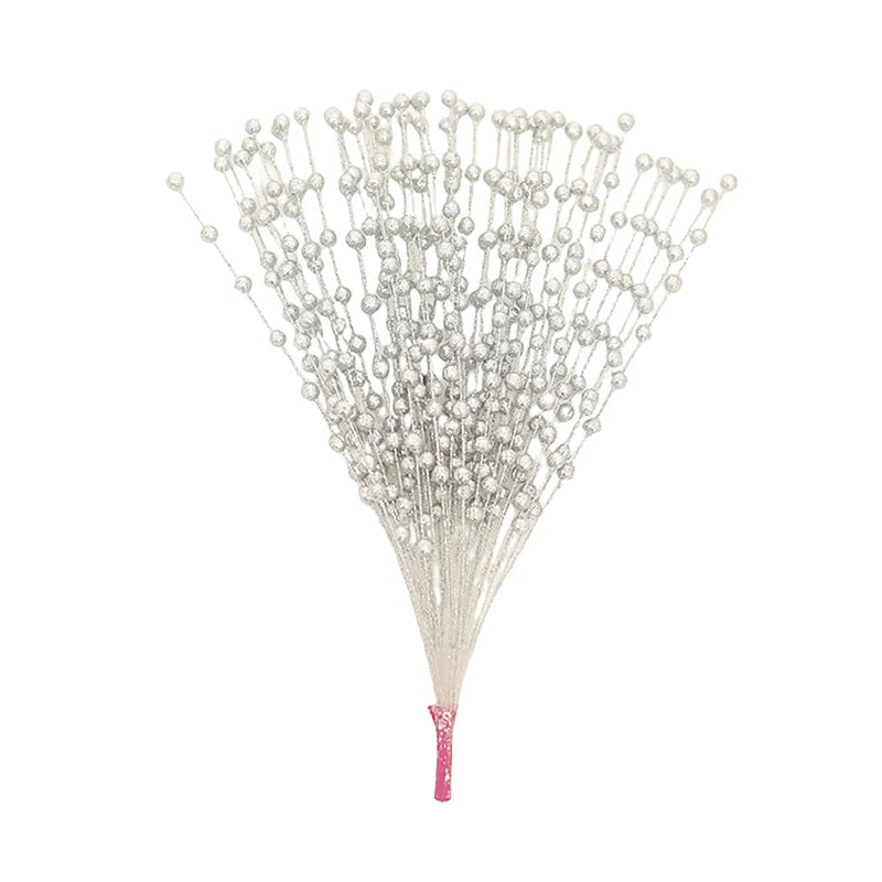 Glitter Christmas Berry Artificial Foam Flower Stem | DIY Décor Artificial Flower Stem Babs Silvery