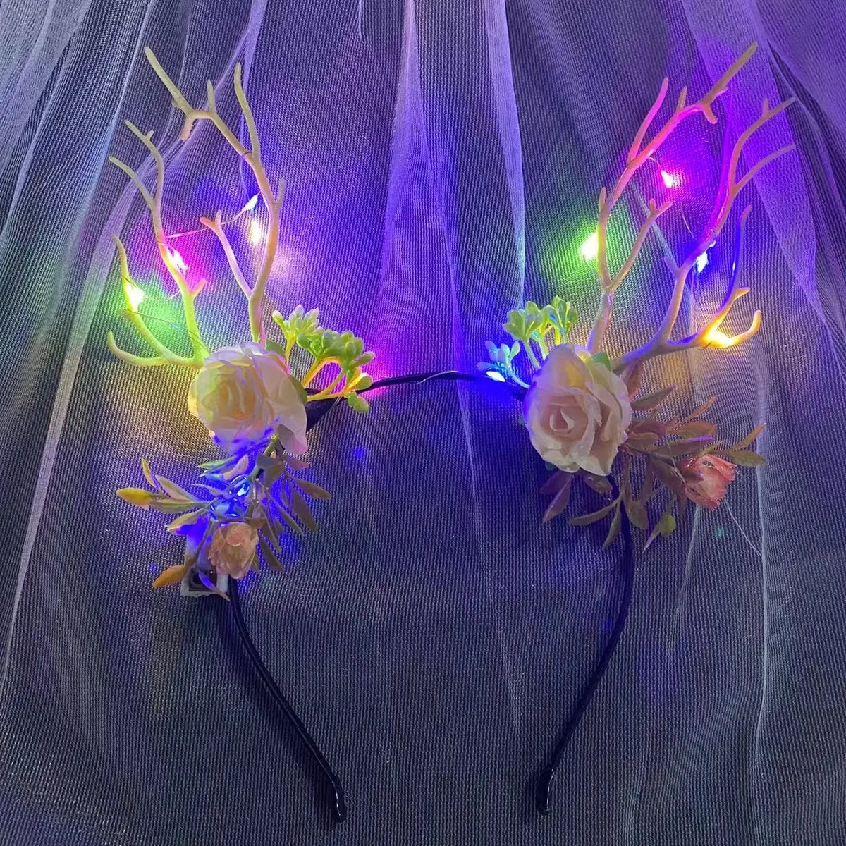 LED Christmas Reindeer Antlers Headband | Glowing Party Hoop LED Party Headband Babs 13