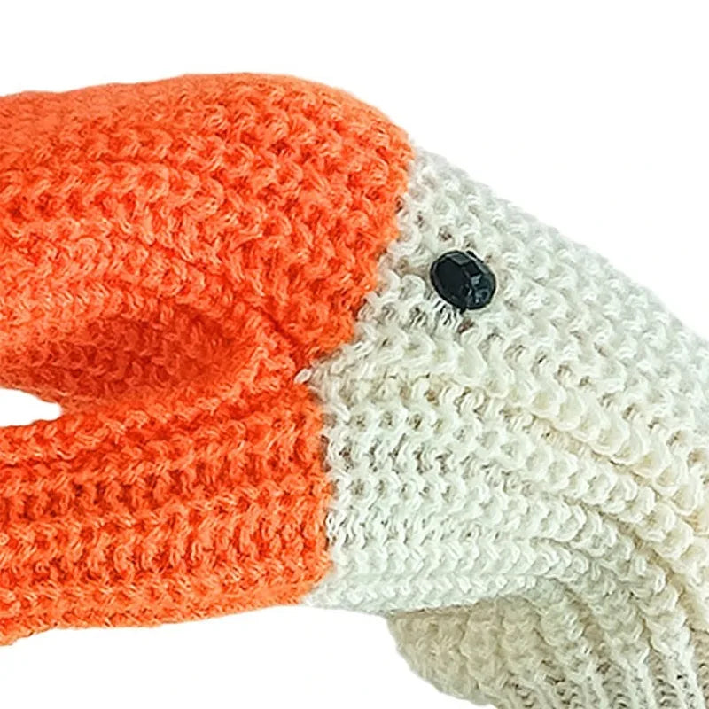 Kawaii Swan Mitten Gloves – Knitted 3D Goose Full Finger Unisex Novelty Knit Gloves Babs