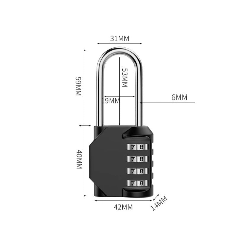 4-Digit Combination Padlock – Waterproof Long Shackle 1-2 Pack Combination Padlock Babs