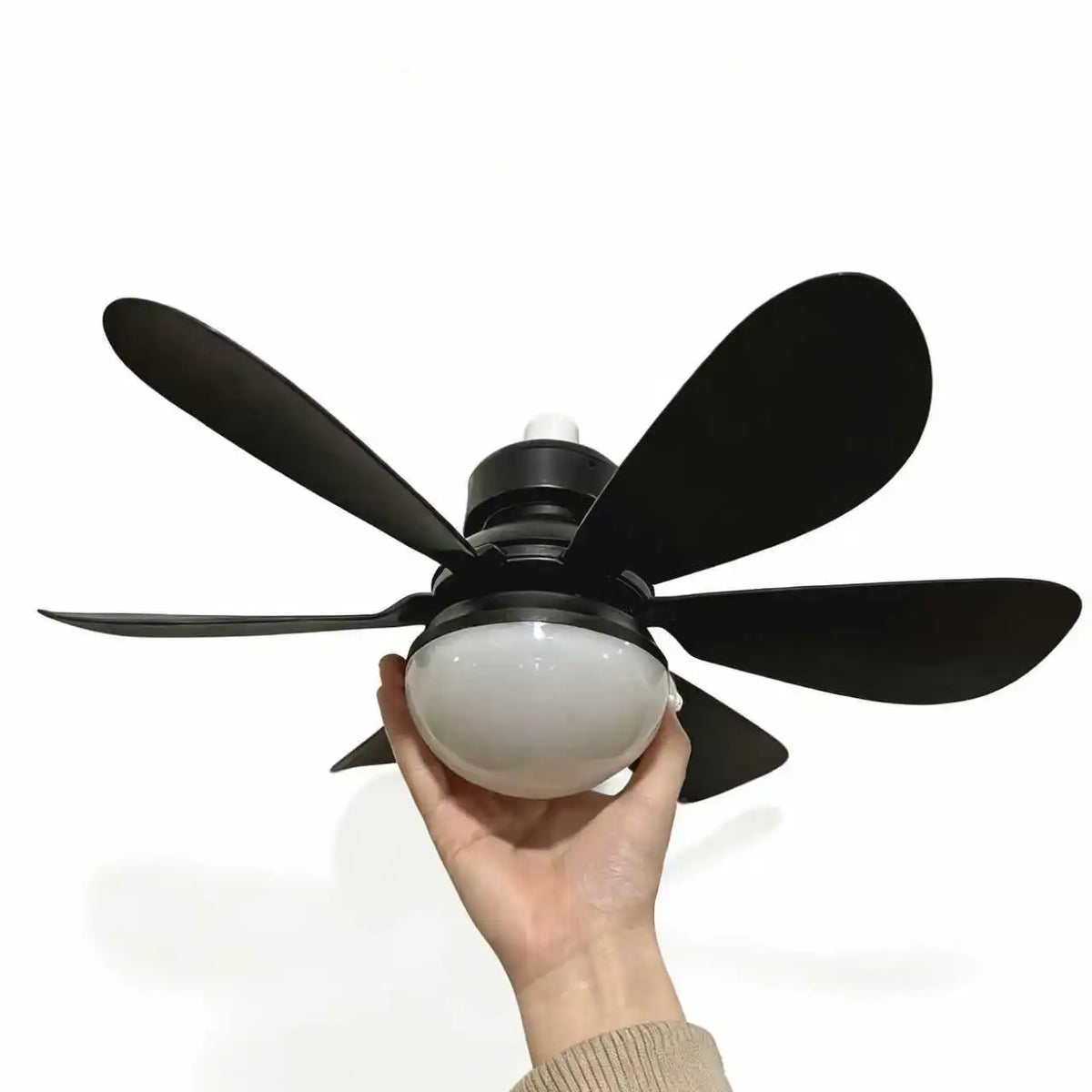 RTONTR E27 Socket Ceiling Fan Light with Remote – 2-in-1 LED Socket Ceiling Fan Babs 42cm Black
