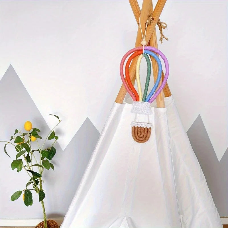 Nordic Woven Rainbow Hot Air Balloon Wall Hanging Ornament Wall Hanging Ornament Babs