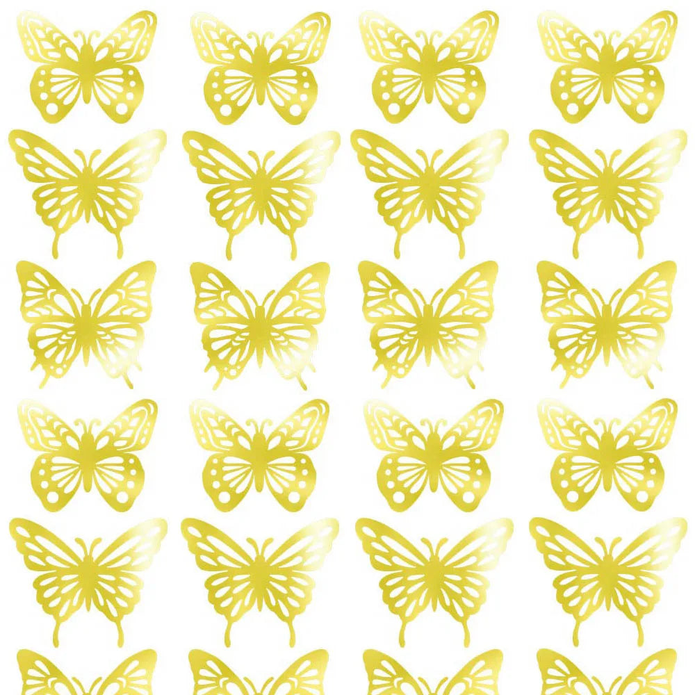 3D Gold Hollow Butterfly Wall Decor – Party & Wedding (12-48pcs) Party Wall Decorations Babs