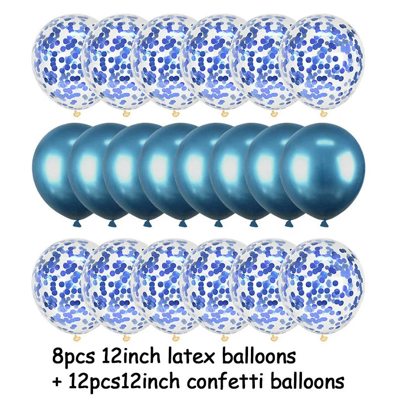 20Pcs Rose Gold Confetti Metallic Balloons Party Decoration Set Party Balloon Set Babs 20pcs blue set 12inch