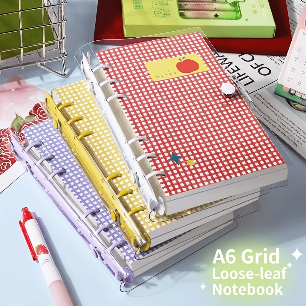 A6 Plaid Clear PVC Loose-Leaf Binder Notebook & Planner Loose-Leaf Binder Notebook Babs
