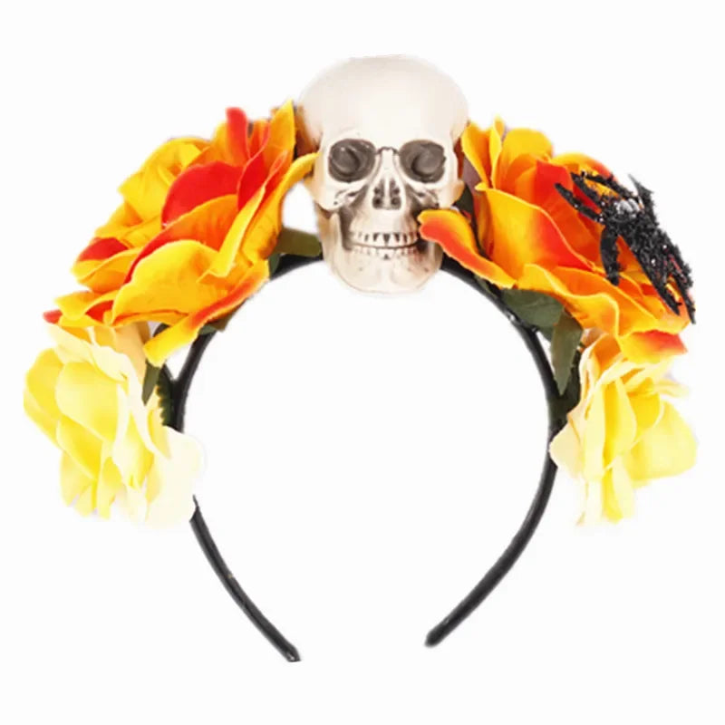 Halloween Rose Skull Headband – Costume Party Hair Hoop Costume Headband Babs orange