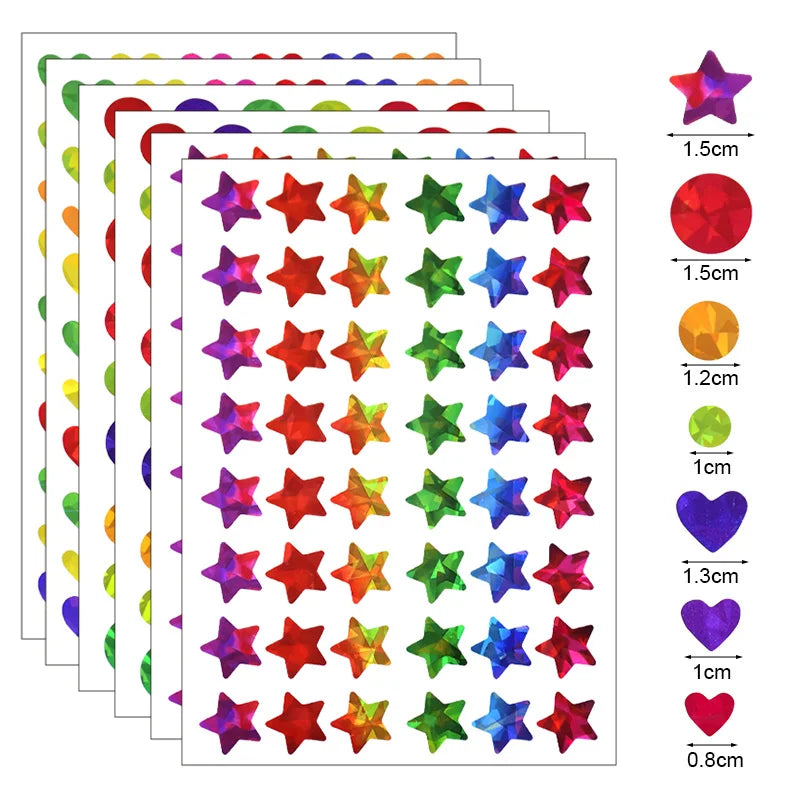 Glitter Star Dot Heart Stickers – Kids Party Favors & Reward Labels Decorative Stickers Babs