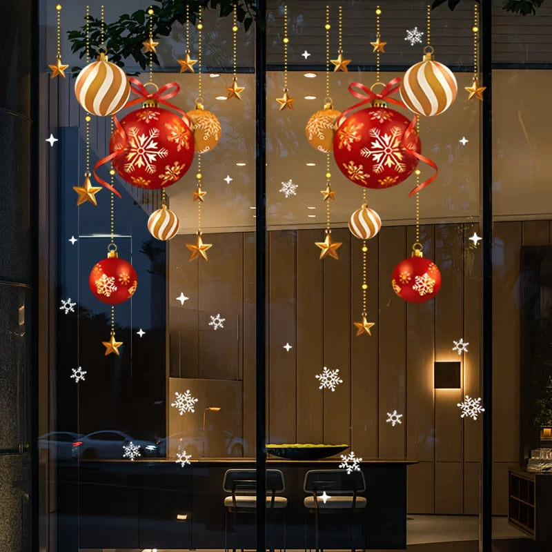 Christmas Window Stickers – Balls, Stars & Snowflakes | 2 Sheets Holiday Window Stickers Babs