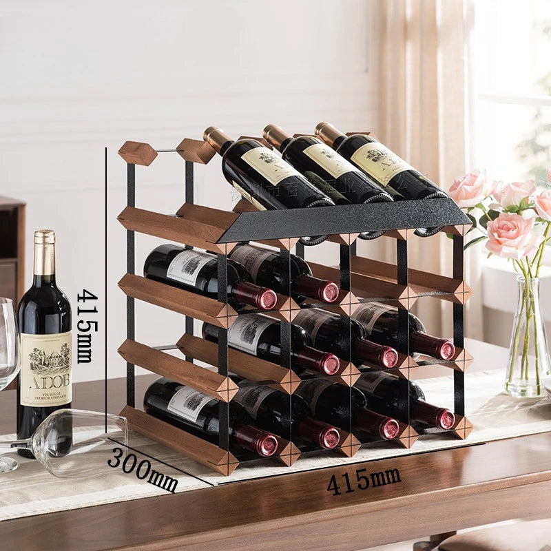 Luxury Wooden & Steel Decorative Wine Rack | Elegant Holder Decorative Wine Rack Babs 4X4