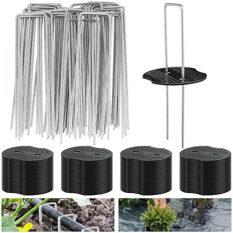 Thickened U-Shaped Tent Pegs & Ground Stakes with Washers Ground Stakes Babs