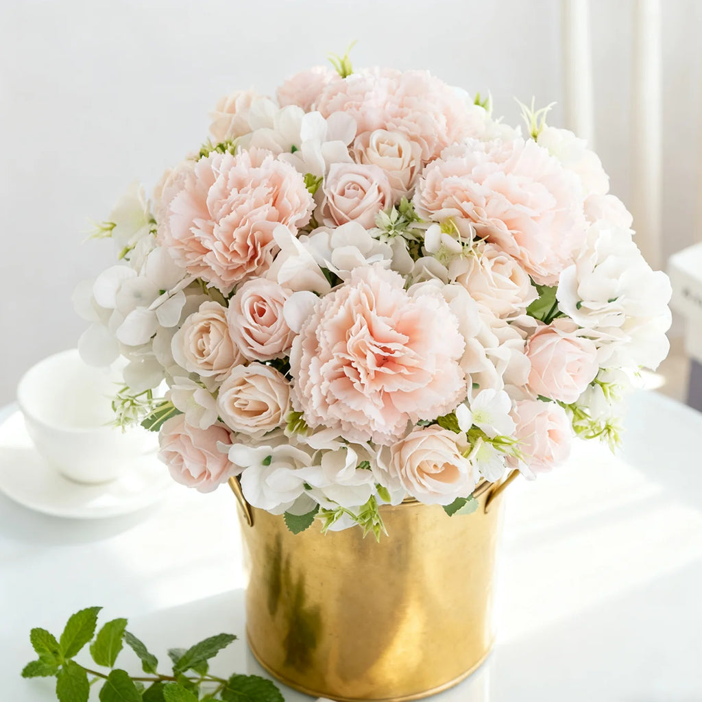 Silk Artificial Carnation Rose Bouquet – Wedding & Home Décor Artificial Flower Bouquet Babs