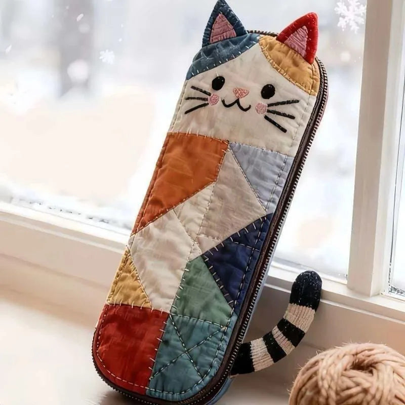 Cute 3D Cat Ear Pencil Case – Cartoon Patchwork Stationery Pouch Pencil Case Babs