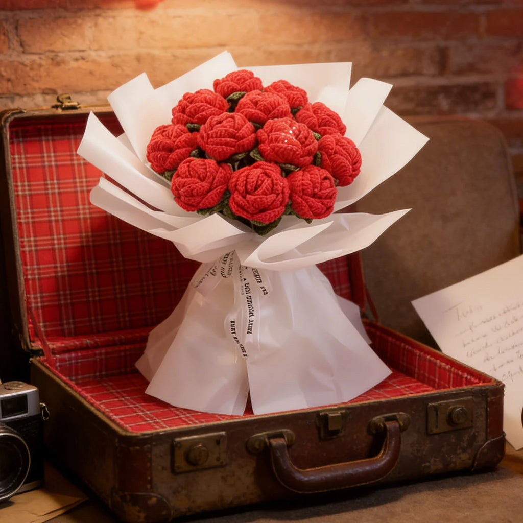Handmade Crochet Rose Bouquet – Artificial Flowers Gift Artificial Flower Bouquet Babs