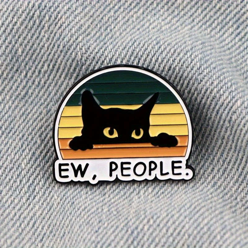 2pcs Black Cat Enamel Pin Brooch – Funny Animal Lapel Pin Set Enamel Lapel Pin Babs 2pcs