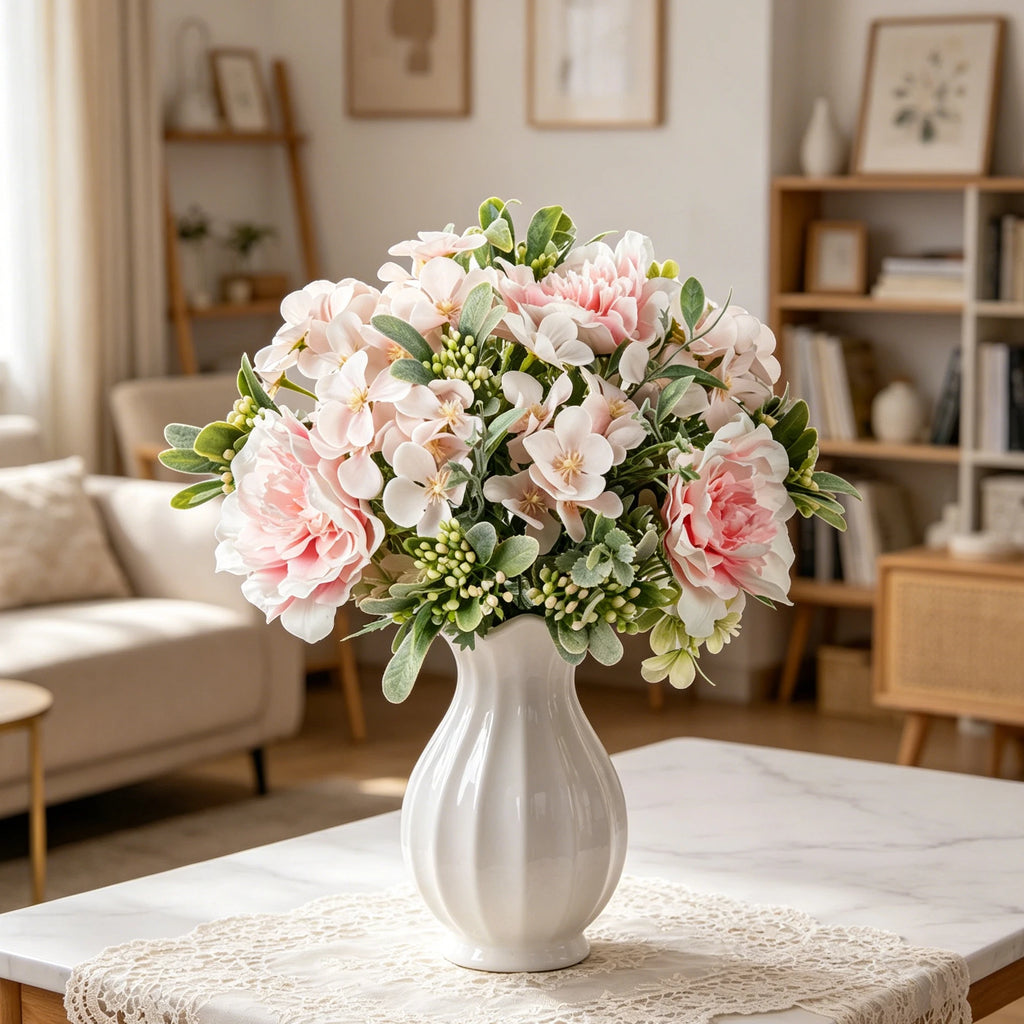 Artificial Silk Peony Bouquet – Fake Flowers for Home & Wedding Artificial Flower Bouquet Babs