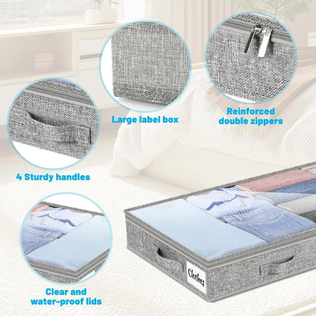 Rolling Under Bed Storage Bins with Clear Lid | Large Capacity Under Bed Storage Bin Babs
