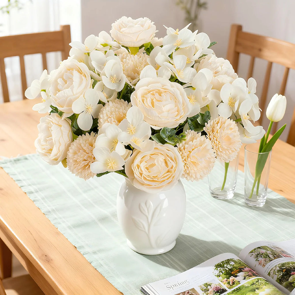 Silk Peony Chrysanthemum Artificial Flowers – Wedding & Home Décor Artificial Flower Bouquet Babs