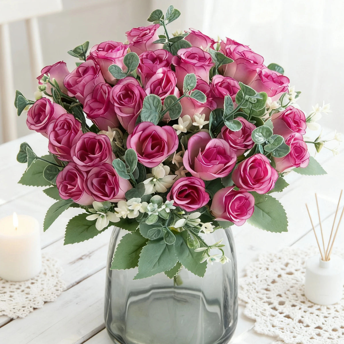 Silk Artificial Rose Bouquet 10 Heads – Wedding & Home Decor Artificial Flower Bouquet Babs
