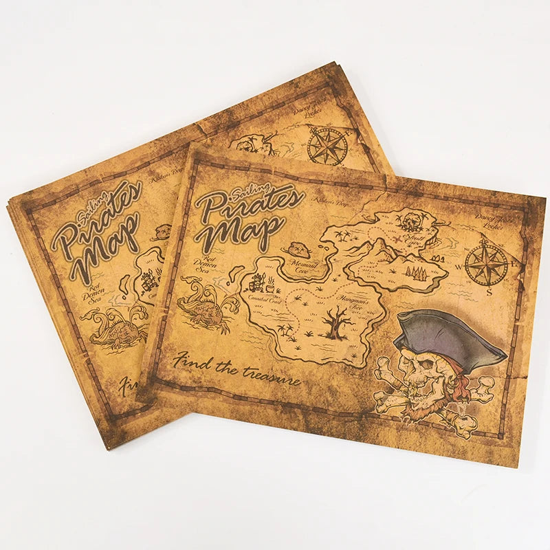 Pirate Treasure Map Kids Party Supplies – Vintage Kraft Paper Pirate Party Map Babs