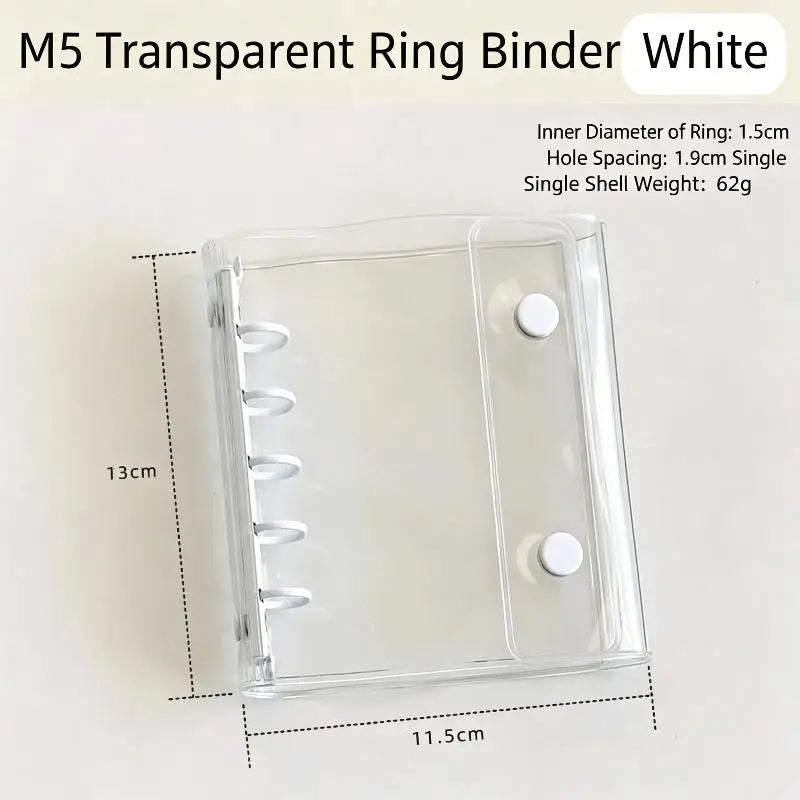 M5 Transparent PVC 6-Ring Binder Cover – Journal & Planner Ring Binder Cover Babs White