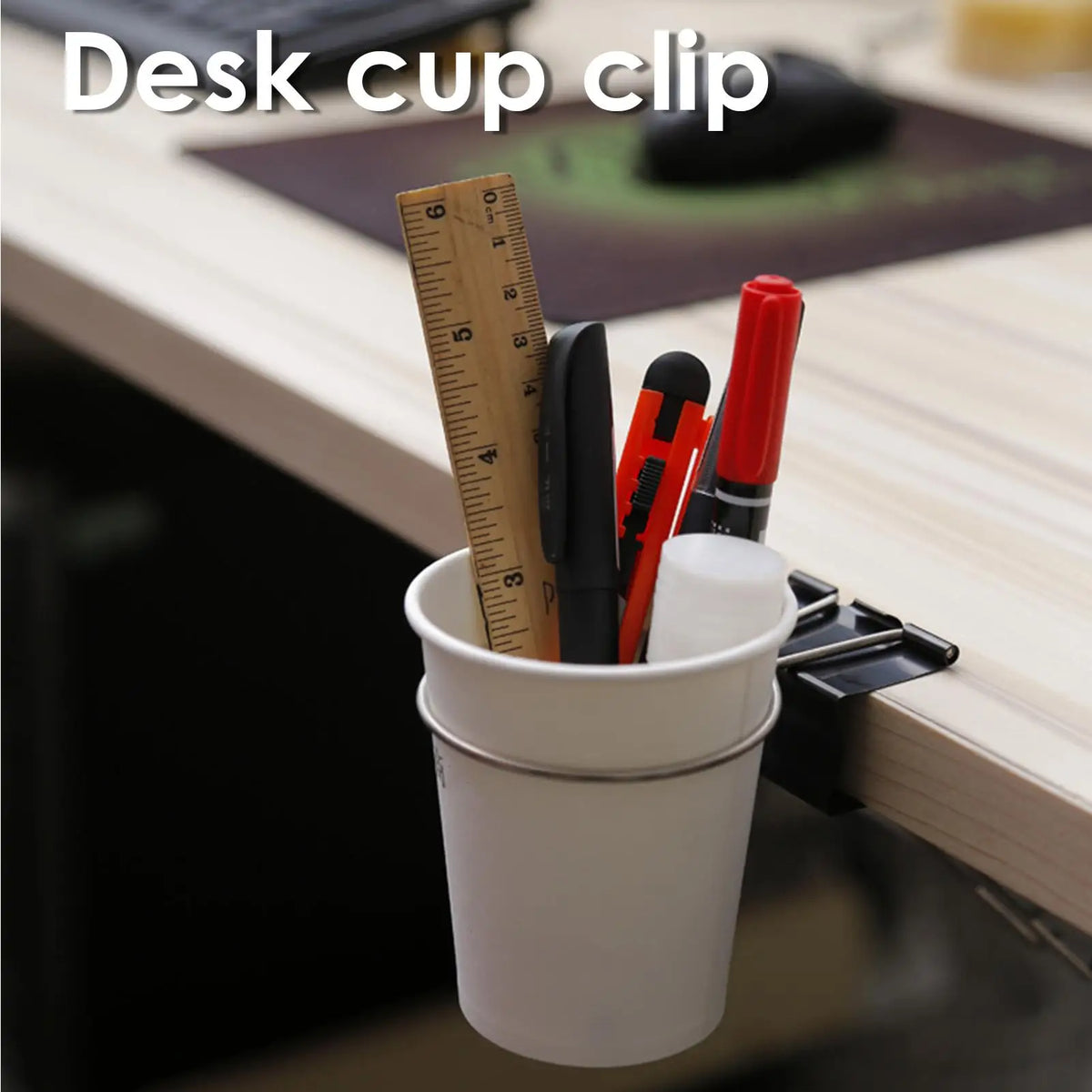 Clip-On Desk Cup Holder – Anti-Spill Clamp for Any Table Desk Cup Holder Babs