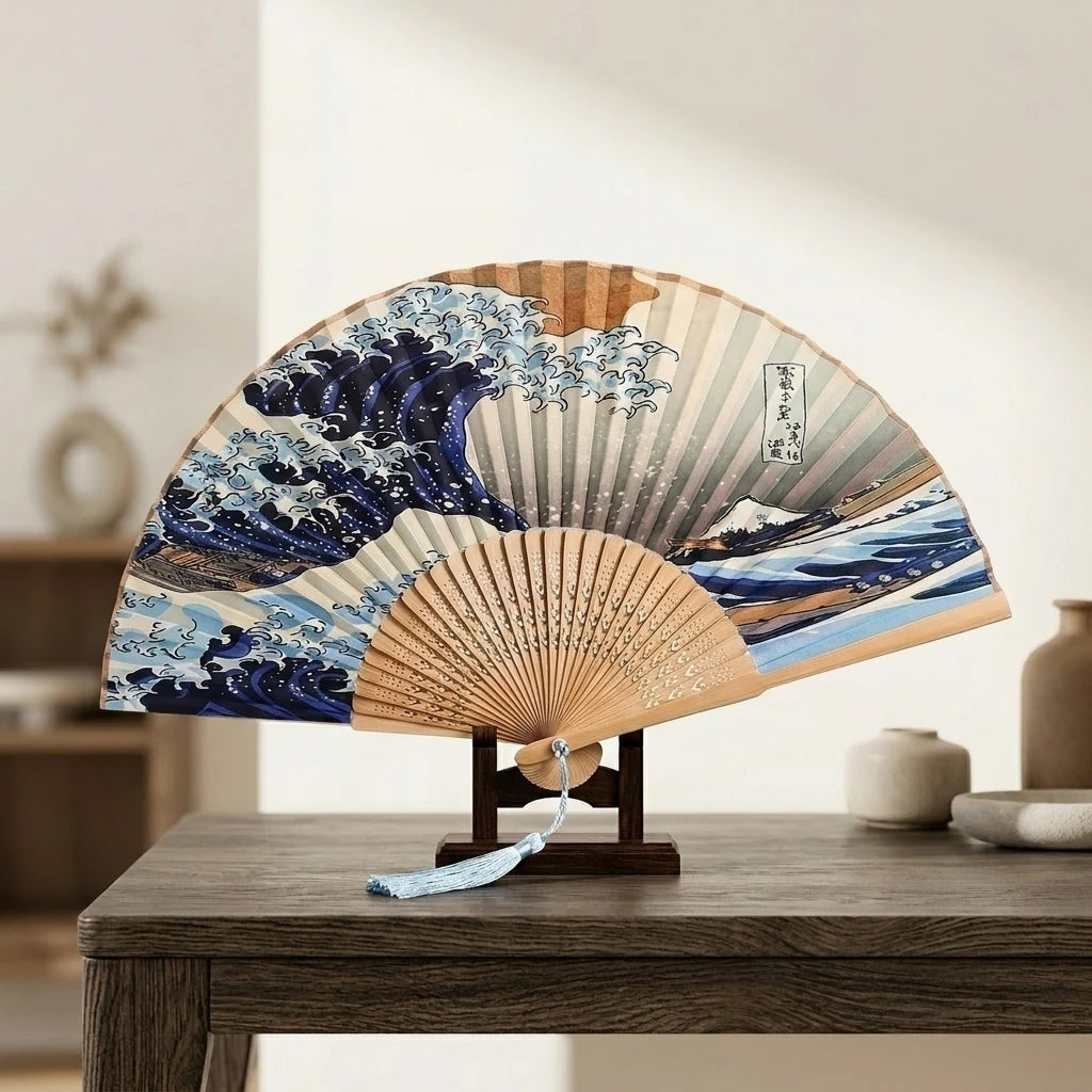 Handheld Folding Fan Ancient Style with Tassel – Photo Prop Folding Decorative Fan Babs