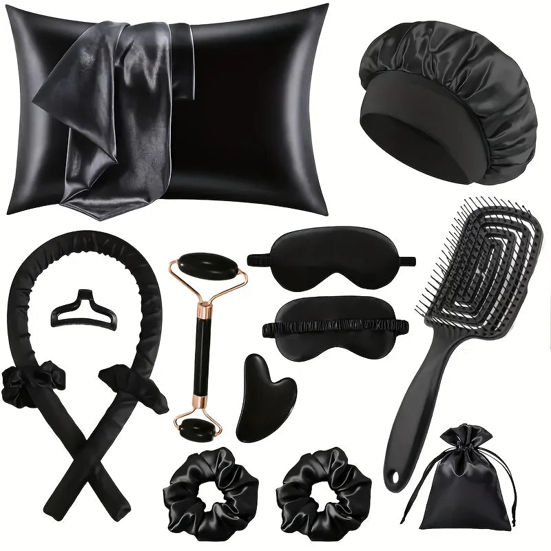 13-Piece Sleep Hairstyle & Facial Roller Care Tool Set Hair & Skin Care Set Babs black