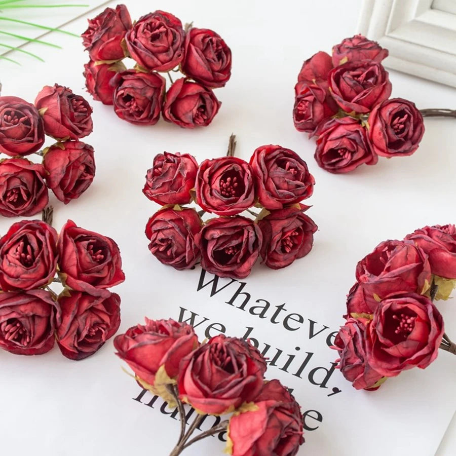 6-Pack Silk Artificial Roses – Wedding Bouquet & Home Décor Artificial Silk Flowers Babs