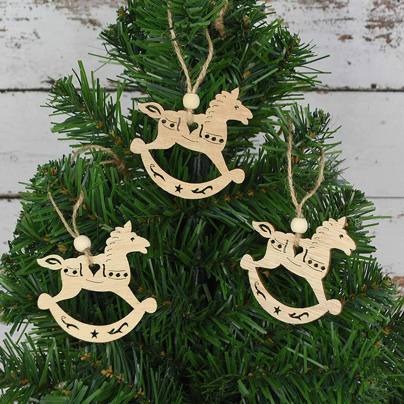 3pcs Vintage Christmas Wooden Ornaments – DIY Tree Pendants Christmas Tree Ornaments Babs B