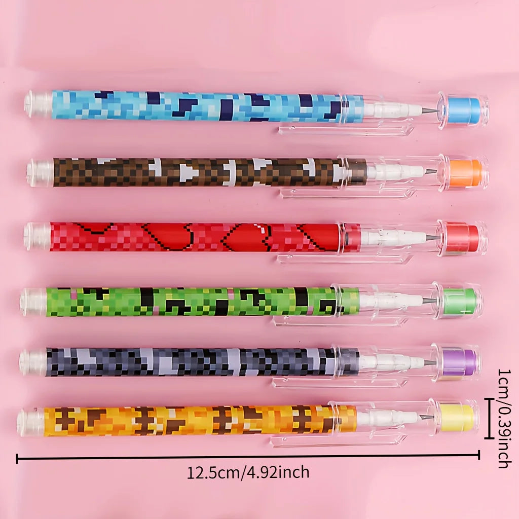 6 Mosaic Gel Pens – Break-Resistant Barrel & Pixel Grip Gel Pen Set Babs