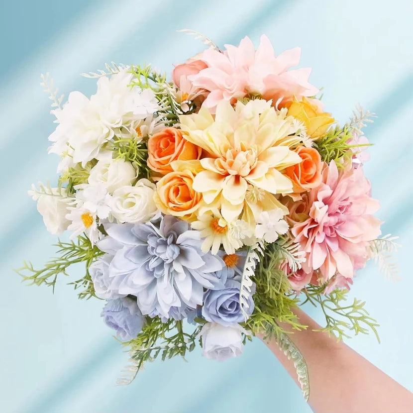 Artificial Silk Rose & Dahlia Bouquet – Wedding & Home Decor Artificial Flower Bouquet Babs