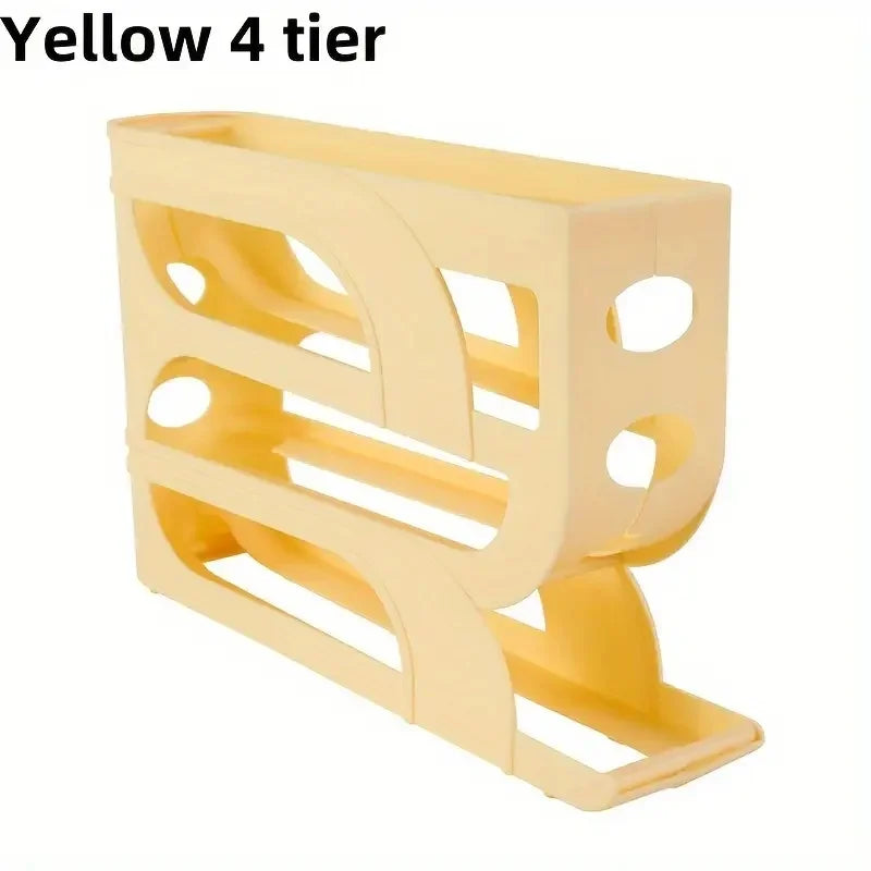 Automatic Rolling Egg Dispenser Tray – 20 or 30 Egg Organizer Egg Storage Organizer Babs 4 Tiers-Yellow