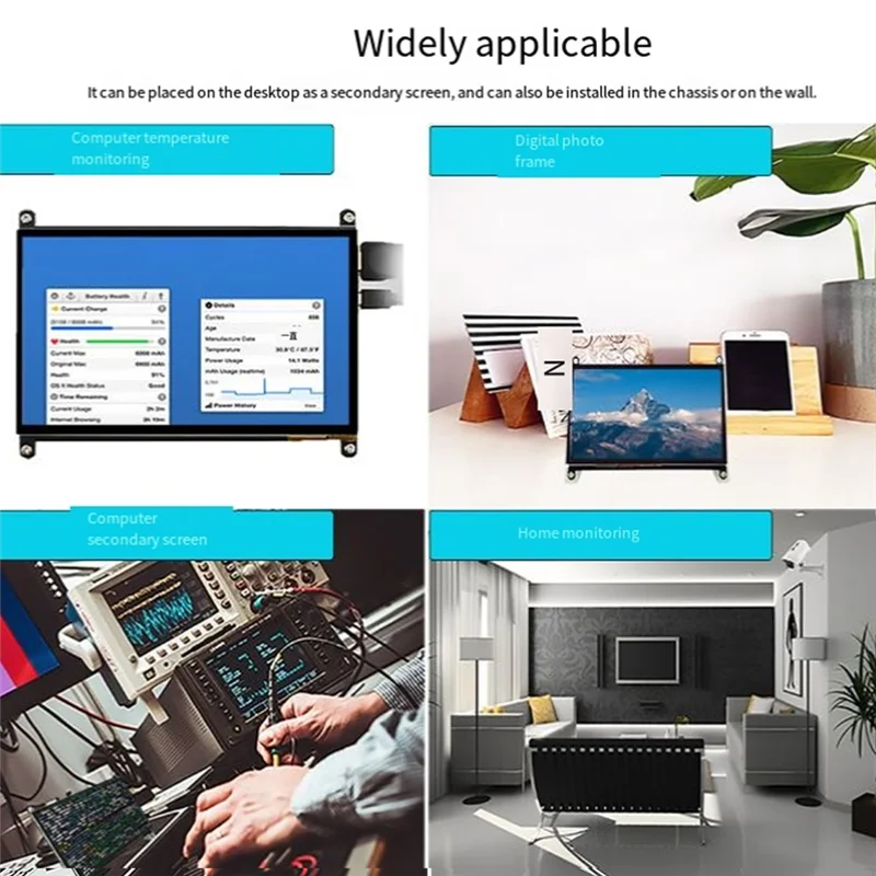 10.1" IPS Touch Screen LCD 1024x600 HD for Raspberry Pi 4B LCD Touch Screen Monitor Babs Black