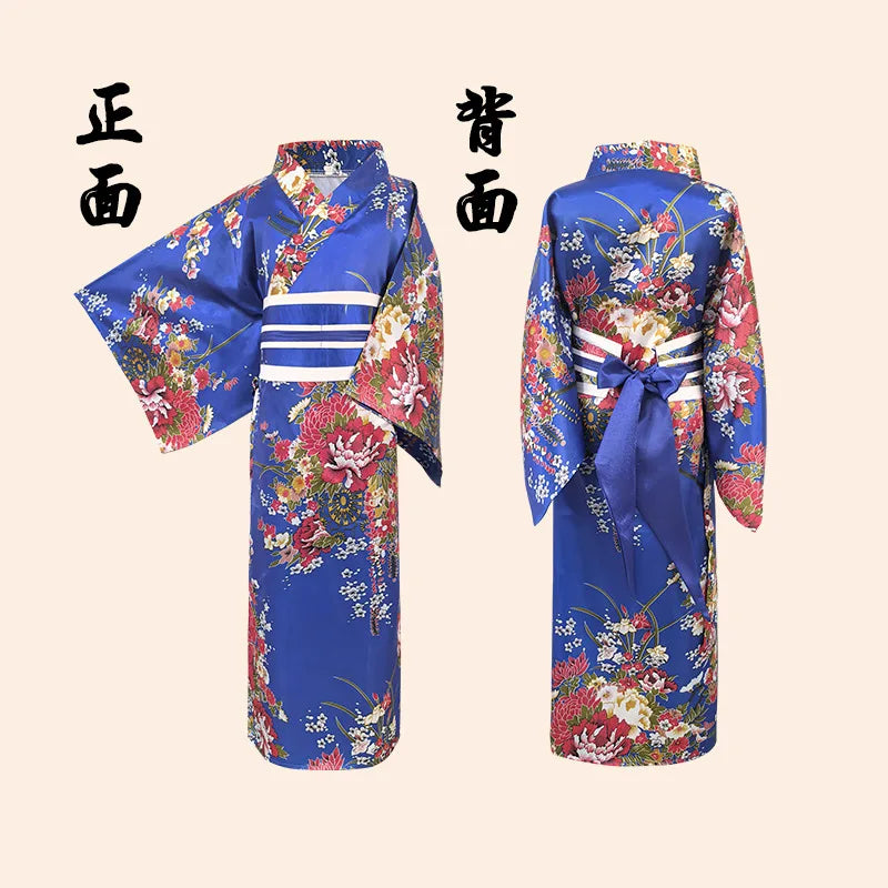 Children's Floral Japanese Kimono Yukata Cosplay Costume Yukata Costume Set Babs