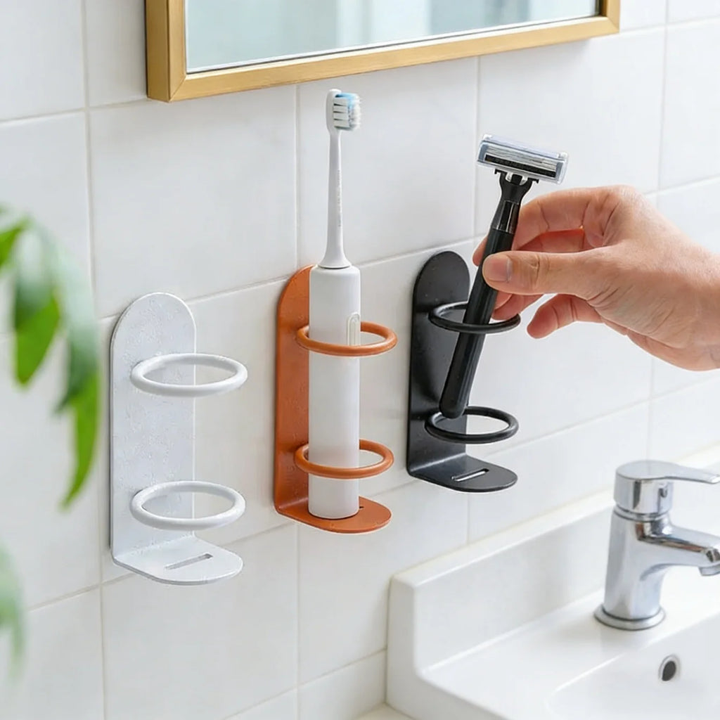 Wall Mounted Electric Toothbrush Holder – Self-Adhesive Metal Toothbrush Wall Holder Babs